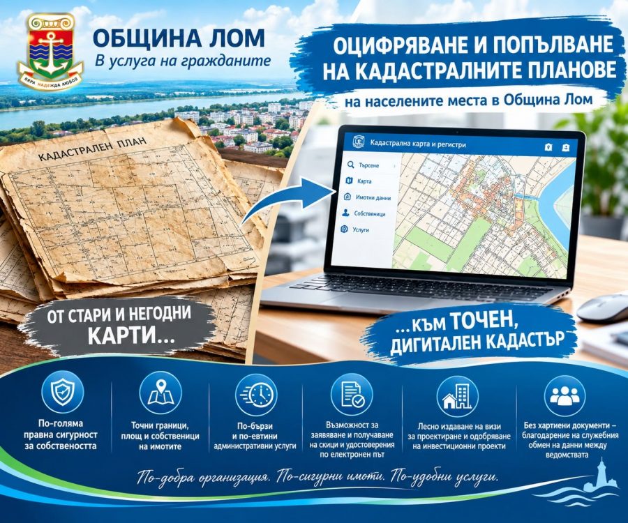 Дигитализират кадастралните планове в община Лом