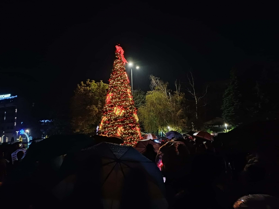 Коледната елха на Монтана засия с нова украса и празничен спектакъл